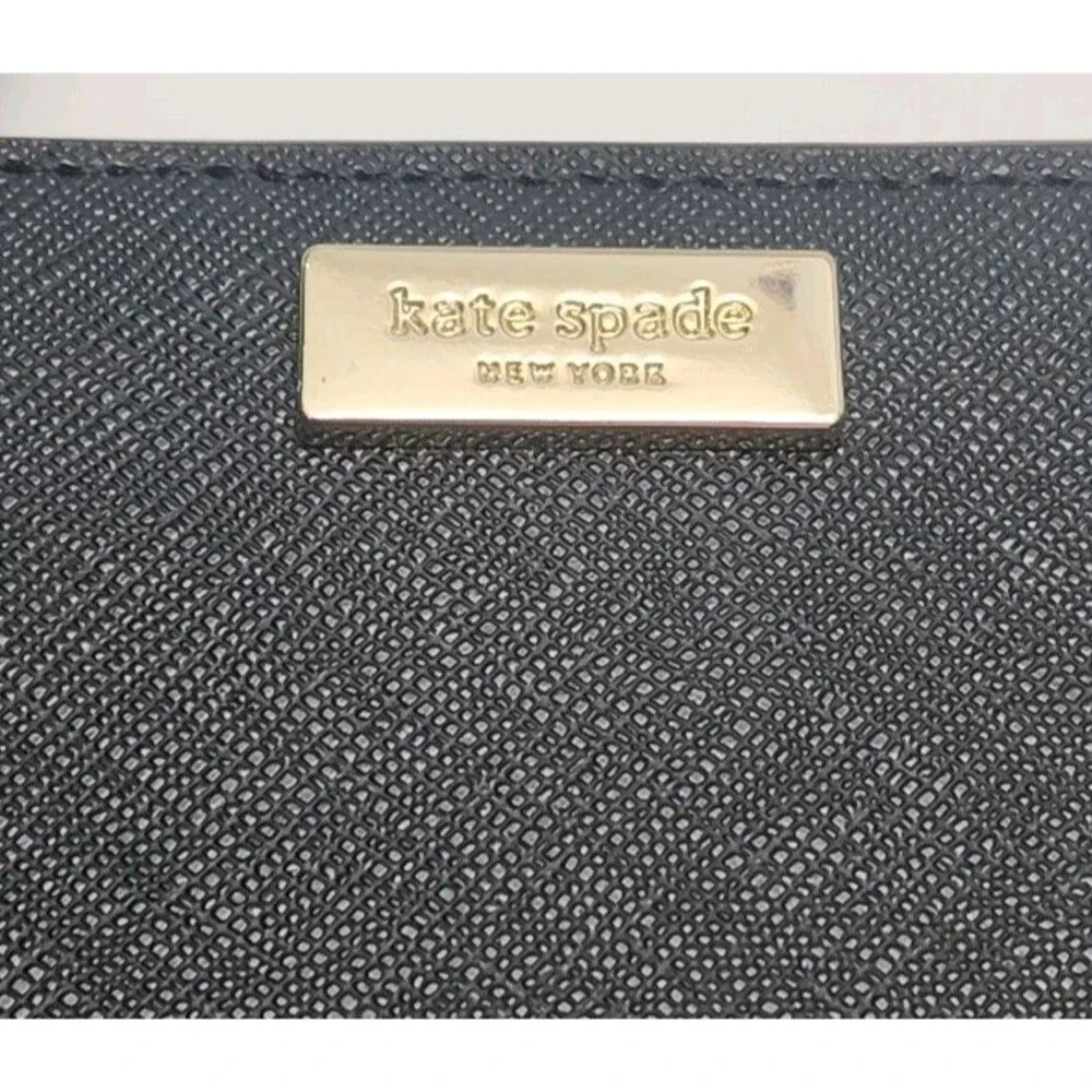 Kate Spade Wallet Black Card Organizer Coin Zip Textured 4.5